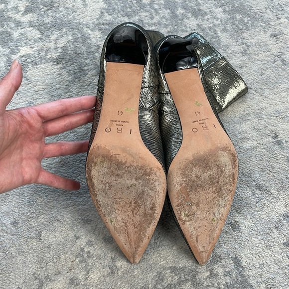 IRO Metallic Davy Ankle Boots Stiletto Heel Silver Sz 41 - Picture 10 of 15